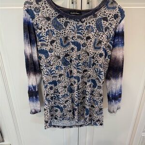 David Cline Women's Blue Patterned Top
